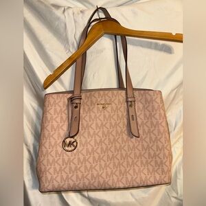 Michael Kors Blush Pink Signature MK Tote with Gold Charm